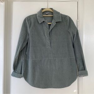 Sage green corduroy COS popover button down shirt